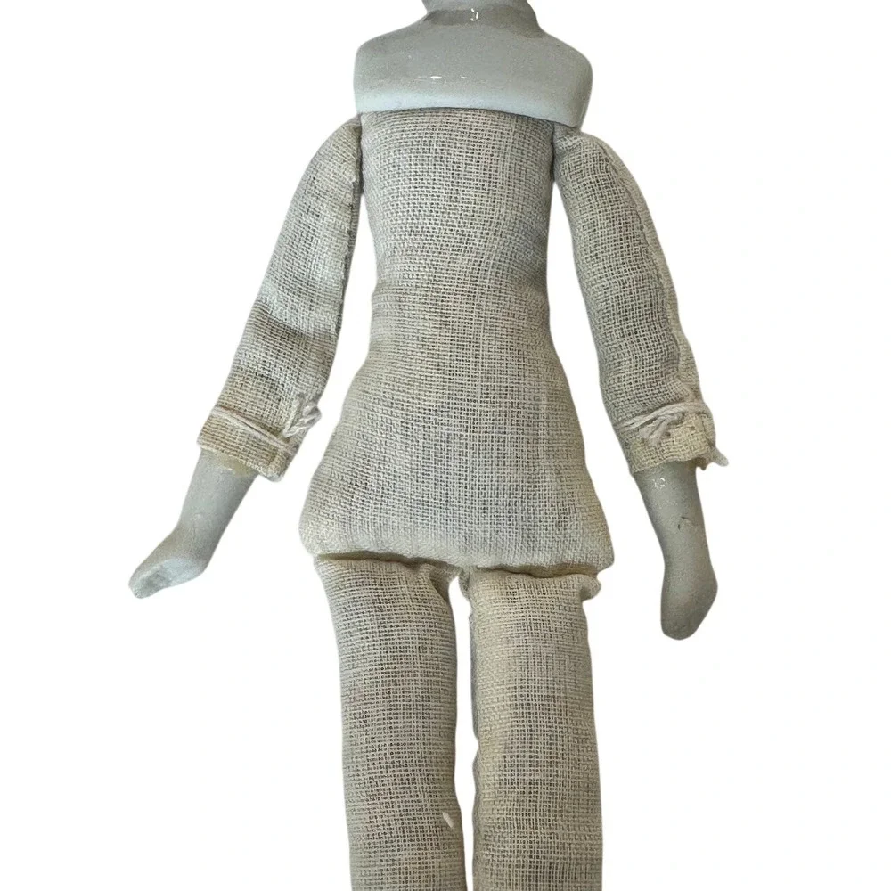 Antique China Head Doll Cloth Body Porcelain Limbs with Bisque Japan Baby Doll